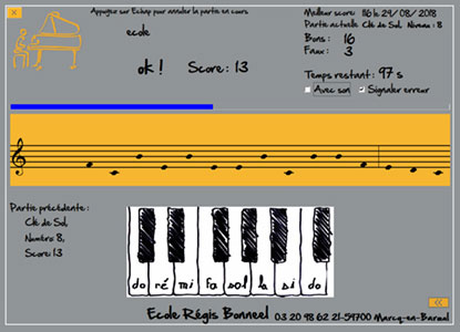 technique d'apprentissage du solfège à l'aide de tablature et dessin des touches de piano